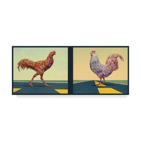 James W. Johnson 'Road Chickens Diptych' Canvas Art,14x32